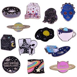 Brooches Galaxy Space Solar System Enamel Pin Pastel Shooting Star And Ringed Planet Astronomers Flair Addition