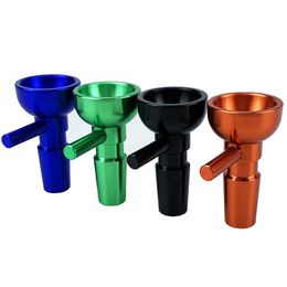 Smoking Colourful Aluminium Alloy Handle 14MM Male Joint Replacement Bowls Herb Tobacco Oil Philtre Silver Screen WaterPipe Bong Hookah DownStem Bowl Holder DHL