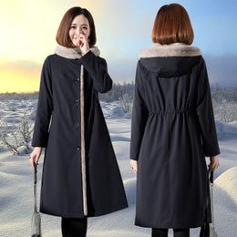 S Down Parkas Winter Parker Overcoat Women Plus Veet Thick Warm Jacket Mid Length Double Sided Hooded Imitation Fur Fashion Casual Coat 221128