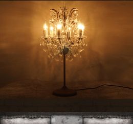 American retro crystal table lamp living room study bedroom rococo rust room high-grade candle