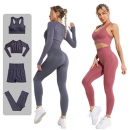 Yoga Outfits Pants Seamless High Waist Leggings Sports Shorts Workout Running Clothing Gym Wear Athletic Sport Suit Girl Trousers Fitness Activewear