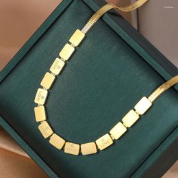 Pendant Necklaces Gold Colour Stainless Steel Titanium Square Geometry Necklace For Women Wedding Accessories Drop