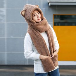 Berets Protectors Women Hat Cute H Thick Scarf Ear Gloves Set Warm Hats For Winter Men Thermal