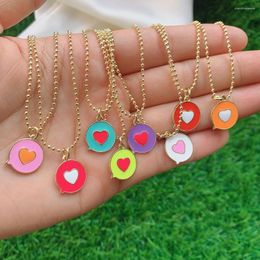 Pendant Necklaces 10PCS Simple Enamel Heart Round Necklace For Women Fashion Gold Color Coin Statement Choker Jewelry