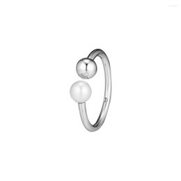 Cluster Rings Contemporary Pearl Open For Women DIY Making Genuine 925 Sterling Silver Jewellery Party Wedding Gift Anillos Wholesale