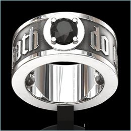 Band Rings Till Death Do Us Part Hip Hop Men Fashion Stainless Steel Black Diamond Skl Band Ring Punk Gothic Engagement Jewe Dhgarden Dh3Jq