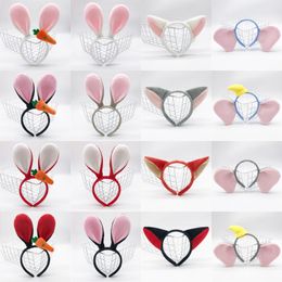 Easter Party Rabbit Hairbands Pink Grey Bunny Cow Elephant Ears Animal Theme Cosplay Event Supply Baby Girls Spring Gifts