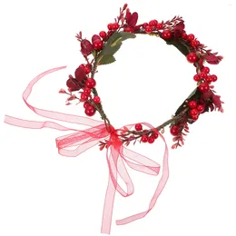 Decorative Flowers Wreath Christmas Headdress Hair Bride Headband Wedding Headwear Headpiece Floral Girl Head Flowerberry Bridal