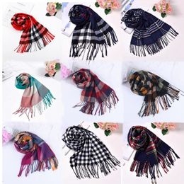 Kids Scarves Child Designer Plaid Scarf Girl Tassel Check Wraps Fringed Plain Fashion Outdoor Shawl Classic Tartan Winter Lattice Collar Accessories 37 Color BC120