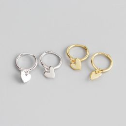Hoop Earrings YPAY Genuine 925 Sterling Silver For Women Korea INS Heart-shaped Pendant Circle Earring Fine Jewellery YME828