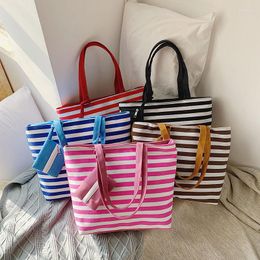 Evening Bags 2022 Spring Autum Shopping Handbag High Quality Women Girls Canvas Striped Summer Shoulder Tote Beach Bag Stripes