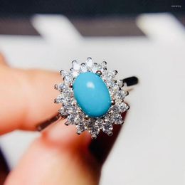 Cluster Rings Natural And Real Turquoise Ring 925 Sterling Silver Wholesales Fine Jewelry