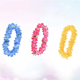 Decorative Flowers 3pcs Hawaiian Leis Garland Party Neck Loop Costume Accessory Wreaths For