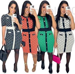 Casual Dresses designer Women Classic 2022GG NEW Dress Fashion Letter Pattern Summer Short Sleeve High Quality Womens Clothing 7NLZ
