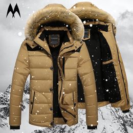 Men's Jackets Men Winter Jacket Coats Fur Collar Hooded Parka Down Outerwear Thick Mens Warm Overcoat Wool Liner Coat Plus Size 221129