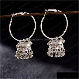 Dangle Chandelier Womens Boho Ethnic Gold Sier Plated Jhumka Indian Earring Gypsy Jewelry Vintage Big Bells Dangle Hanging Earring Dhgy6