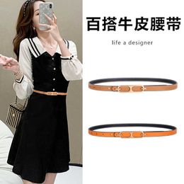 New Women Cowhide Belt Reversible Fashion Business Casual Belts 1.4CM Smooth Buckle Designer Brand Jeans Dress Belt Wholesale