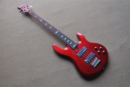 Red 4 Strings Electric Bass Guitar With Chrome Hardware Rosewood Fingerboard Provide Customised services
