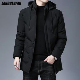 Mens Down Parkas Top Quality Brand Casual Fashion Thicken Warm Men Long Parka Winter Jacket With Hood Windbreaker Coats Clothing 221129