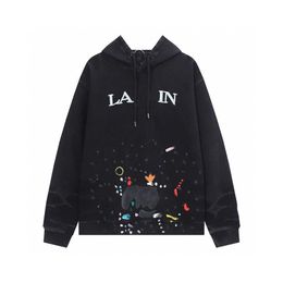 Designer Luxury Lanvins Classic Fashion Trend New Hand-painted Graffiti Pattern Sweater For Male Lovers Casual Style All Kinds Of
