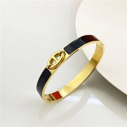 Classic fashion Bangle letter Titanium steel designer for women men luxury jewlery gifts woman girl gold silver rose gold wholesale not Fade balck red white