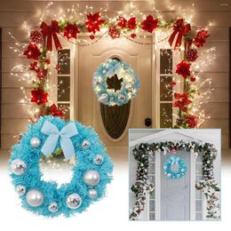 Decorative Flowers Creative Blue Bow Gift Box OfGarland Christmas Wall Decoration Door Garland Window Hanging In Front Crack