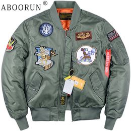 Mens Jackets ABOORUN Winter Fashion MA1 Bomber Air Force Pilot Combat Down Cotton Coats for Male 221129