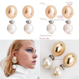 Dangle Chandelier Exaggerate Dangle Earrings Vintage High Imitation Big Pearl Gold Circle Drop Earring Women Bohemia Jewellery Delive Dhasc