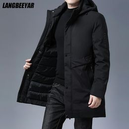 Mens Down Parkas Top Quality Padded Brand Casual Fashion Thick Warm Men Long Parka Winter Jacket With Hood Windbreaker Coats Clothing 221129