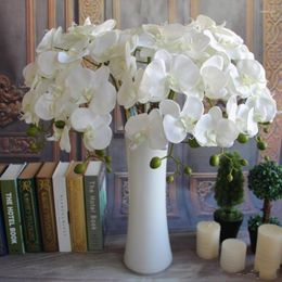 Decorative Flowers 100CM Length Artificial White Phalaenopsis Silk Butterfly Orchid Flower For Christmas Home Ornament Party Decorations