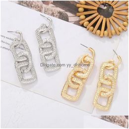 Dangle Chandelier Trendy Geometric Link Chain Pendant Dangle Earring For Women Charm Gold Colour Metal Earrings Accessories Drop De Dhk72