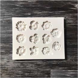 Baking Moulds White Cake Decorate Mould Sile 11 Styles Flowers Mod Flower Mods Chocolates Household High Quality 3 3Bd P2 Drop Delive Dhanx