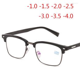 Sunglasses Frames Retro Eyeglasses Women Myopia Glasses Optical Square Rivets Frame Eye For Men Oculos -1.0 -1.5 -2.0 -2.5 -3.0 -3.5 -4.0