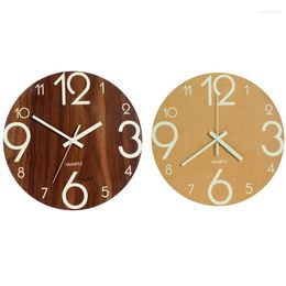 Wall Clocks WSFS Luminous Clock 12 Inch Wooden Silent Non-Ticking Kitchen With Night Lights For Indoor/Outdoor Living R