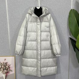 Mulheres s para baixo parkas jaqueta inverno longo com capuz parker versão coreana temperamento grosso selvagem pato branco casacos quentes feminino 221128