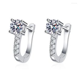 Backs Earrings Real 1ct Round Moissanite Clip Women S925 Silver D Colour Diamond Huggie Platinum Plated Pass