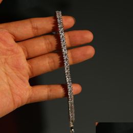 Charm Bracelets Fashion Designer Sqaure Cz Paved Tennis Bracelet Bangle Hip Hop Jewellery Iced Out Mens Chain For Men Drop Deli Dhgarden Dhhfy