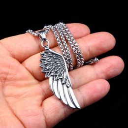 Stainless Steel Angel Wing Necklace Pendant for Women Men Fine Fashion Jewellery