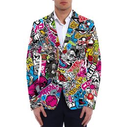 Men's Suits Blazers Men Slim Custom Fashion Boys 3D Graffiti Print Clothing Summer Jacket Man Oversize Daily Y2k Harajuku Tops 221128