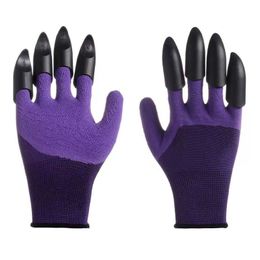 4 Claws Garden Gloves With Latex ABS Plastic Waterproof Planting Digging Soil Durable Waterproof Work Glove Outdoor Tool