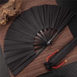 Decorative Objects Figurines 1pcs Vintage Black Chinese Style Folding Fan Wedding Party DIY Solid Color Pocket Hand Craft Fan 221129