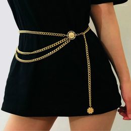 Belts 1Pc Creative Fashion Tassel Gold Colour Chain Belt For Women Dresses Design Luxury Punk Waistband Fringe Waist Female Metal