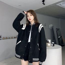 Women's Jackets Baseball Uniform Jacket Woman Autumn Winter Velvet Wild Korean Fashion Street Single-breasted Women Casual