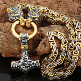 Chokers Nordic Celtic Wolf Mens Necklace Viking Head Stainless Steel Pendant scandinavian Rune Accessories norse Amulet Jewelry 221128