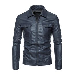 Mens Leather Faux Pu Jackets Fashion Motorcycle Jacket Zipper Turn Down Collar Moto Biker Suede Solid Outerwear 221129