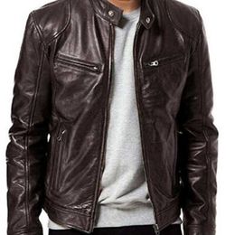 Men Genuine Lambskin Leather BLACK & BROWN 2019 New Fashion Man Winter Warm Slim Fit Zipper Biker Jacket Coat Streewear C1120