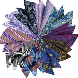 Bow Ties Luxury Mens Pocket Square 25CM Handkerchief Paisley Plaid Hanky Men Suit Chest Towel Accessories For Business Wedding Party Gift