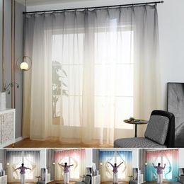 Curtain Translucidus Window Drap Gauze Bay Sheer Voile Tulle Hooks Ombre Screening Valance Home Furniture Cover