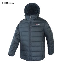Mens Down Parkas CORBONA Arrival Winter Coat Oversize Windproof Male Long Jacket Bussiness Casual High Quality Cotton Hooded Parka 221129