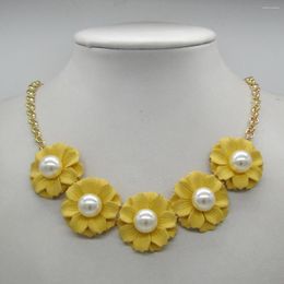 Choker Fashion Maxi Necklaces Pearl Gold Chain Women Necklace Statement & Pendants Flower For Summer Jewellery